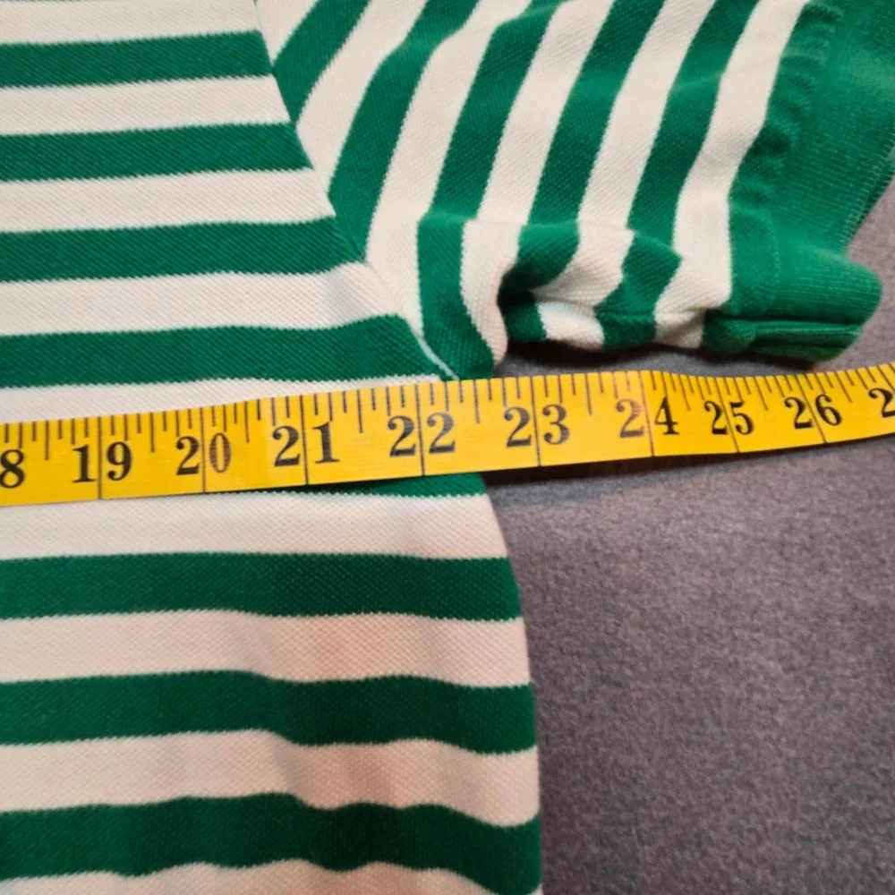 Polo Ralph Lauren Mens XL Green White Striped Short Sleeve Cotton Polo Shirt‎